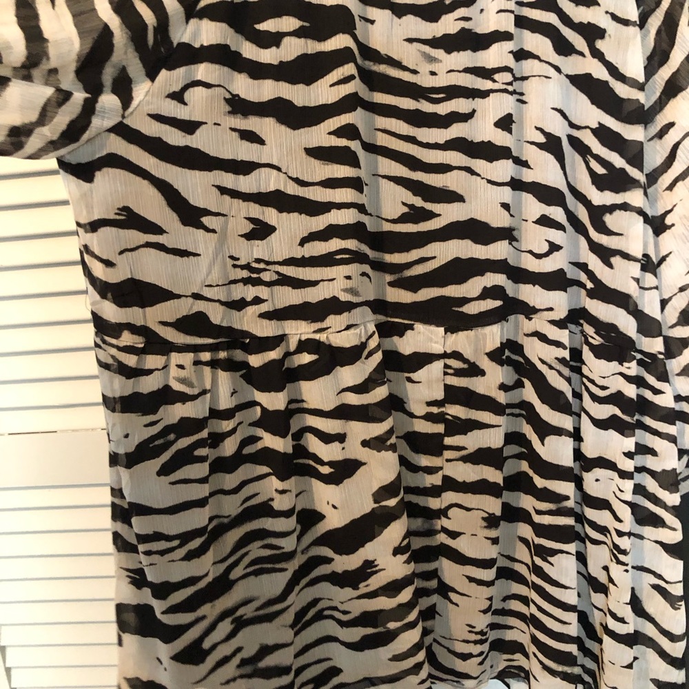 H&M Zebra-Print Long Sleeve Dress - Black and Cream - Picture 3 of 6